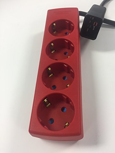 Regleta Salicru C20 a 4 Schuko de 2 metros en color rojo y negro para interiores
