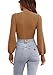 Womens Sexy Cropped Sweaters Pullover Long Sleeve Ribbed Knit Crop Jumper Tops Brown