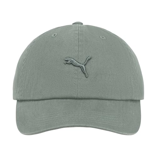PUMA Women's Tonal JumpCat Washed Cotton Twill Adjustable Baseball Cap, Green Moon