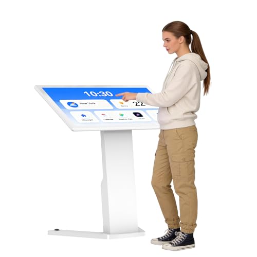 Image of MWE 43 Inch Touch-screen Self Service Kiosk, Floor Standing Digital Signage Display, FHD Information Kiosk, 2 Speakers, Interactive Display for Mall Navigation /Self-Ordering /Advertising /Retail Store