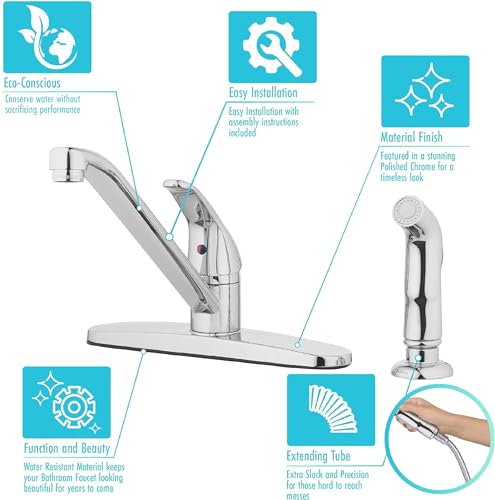 Aqua Vista 22-K81WS-CH-AV Kitchen Sink Faucet with Side Spray, Polished Chrome Single Handle by Aqua Vista - Used condition - Image 7