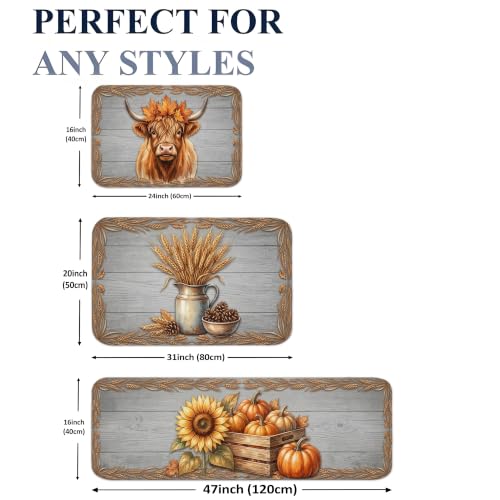 Tapis de cuisine en tissu doux de qualité supérieure motif blé d'automne rustique
