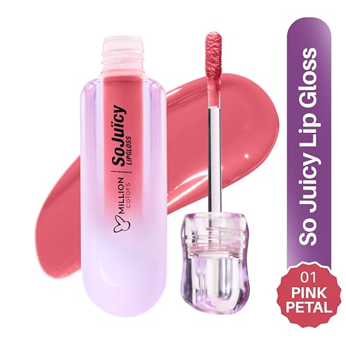 Image of Million Colors So Juicy Lip Gloss Infused With Castor Oil and Vitamin E| Long Lasting and Extra Hydrating| Light Weight and Non-Sticky(Pink Petal, 01)