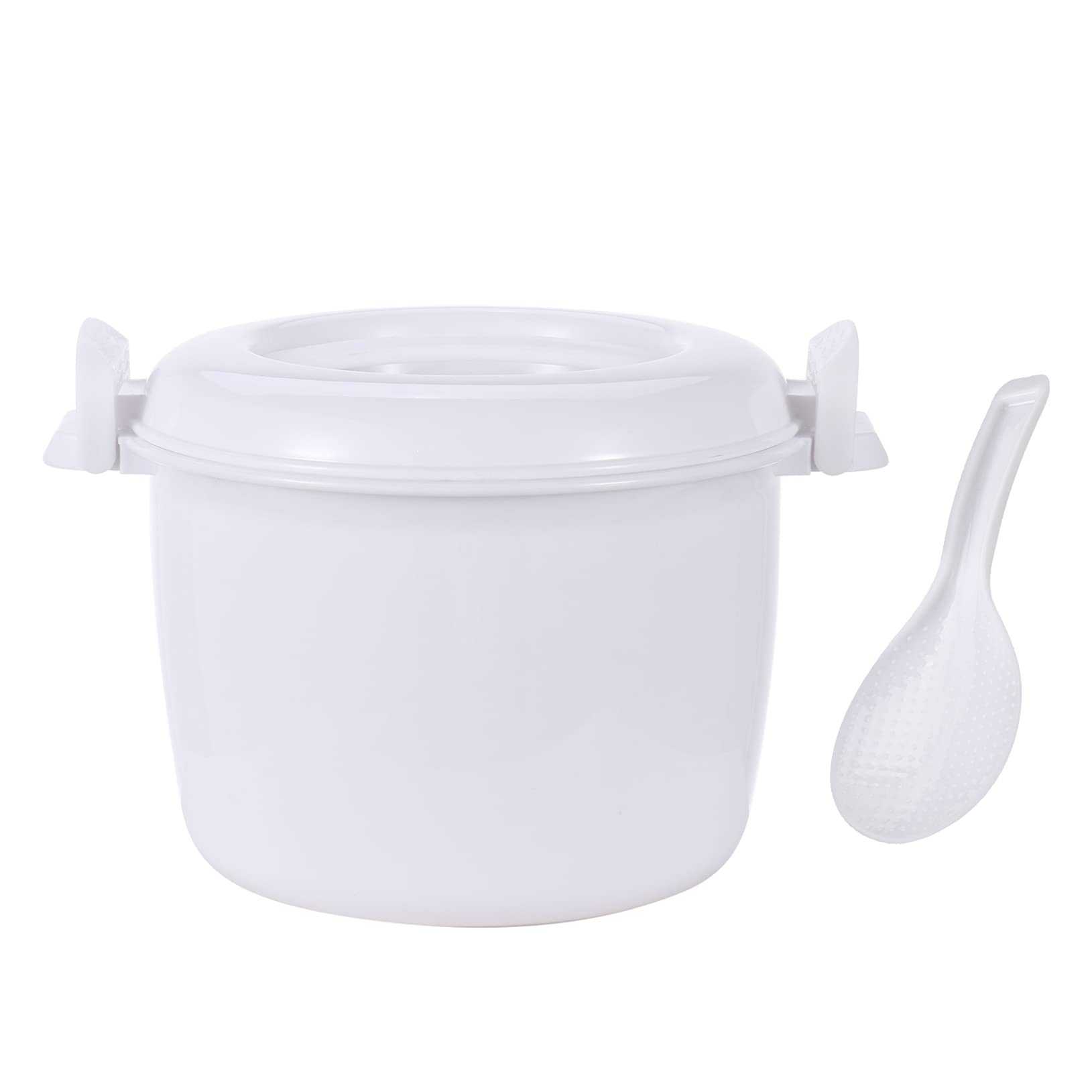 Freebily Food Grade PP Portable Microwave Rice Cooker with Rice Paddle Thicken Multifunctional Food Steamer Pot for Kitchen