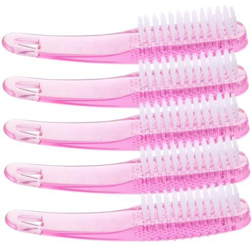 FOMIYES 5 Piezas Las Uñas Prensa De Uñas Pincel Equipo Cerda Transatlántico Perforar Suciedad Clavo Polaco Clíper Cortaúñas Limpio Polvo Gel Reparador De Uñas Depuración Rosa El Plastico