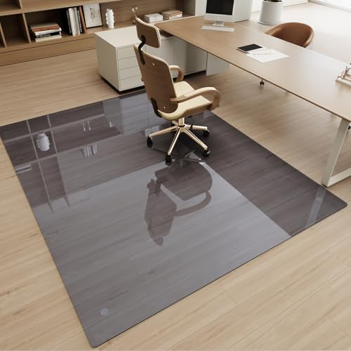 Image of [Tempered Glass] 48 inch x 60 inch Glass Office Chair Mat for Carpet