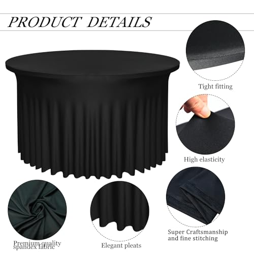 2 Pack Black Round Table Skirt, Fits 4ft Tables (48" Dia x 30" H) by Yoquare - Used condition - Image 4
