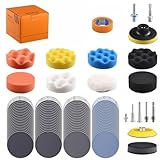 98Pack 3 Inch Car Buffer Polisher Kit with 5/16' & 1/4' Shanks for Sanding, Polishing, Waxing, Sealing Glaze,Sanding Pads Includes P1000-3000 for Drill Attachment