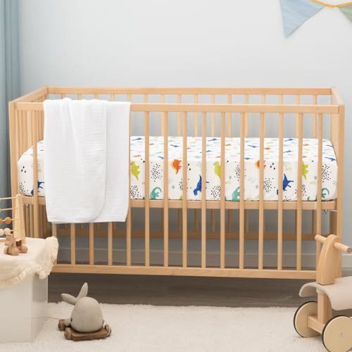 Image of PHF 3 Pack Soft Dinosaur Crib Sheets Fitted, Comfy Breathable Baby Sheets for Boys Girls, 28x52 Inches Fits Standard Crib and Toddler Mattresses, Navy Dinosaur