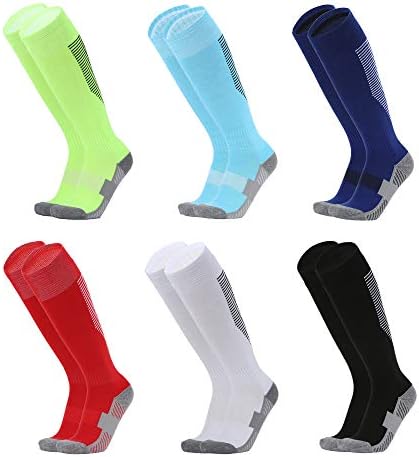 VWU Unisex Knee High Double Stripes Athletic Soccer Football Tube Socks for Adults&Children (Stripes, Large)