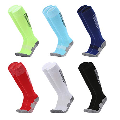 VWU Unisex Knee High Double Stripes Athletic Soccer Football Tube Socks for Adults&Children
