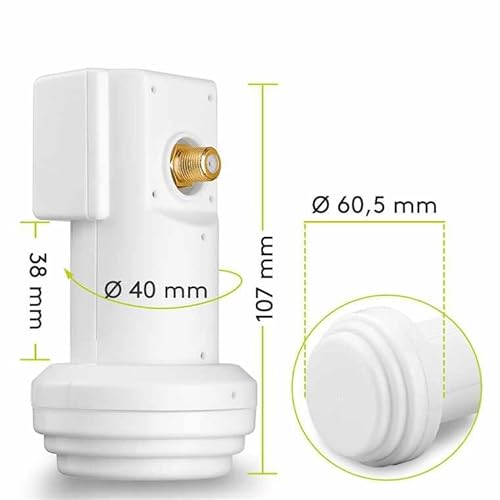 TECHZOCO Conversor LNB Universal, LNB para Antena parabolica, Universal Single LNB, LNB Sat Digital (DVB-S2), Ruido 0,1 dB, 8K, 4K, UHD, HDTV, 3D, Impermeable, Conexión F Chapado en Oro - imagen 3