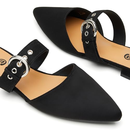 Image of Rekayla Mules for Women Adjustable Strap Pointed Toe Backless Loafer Shoes