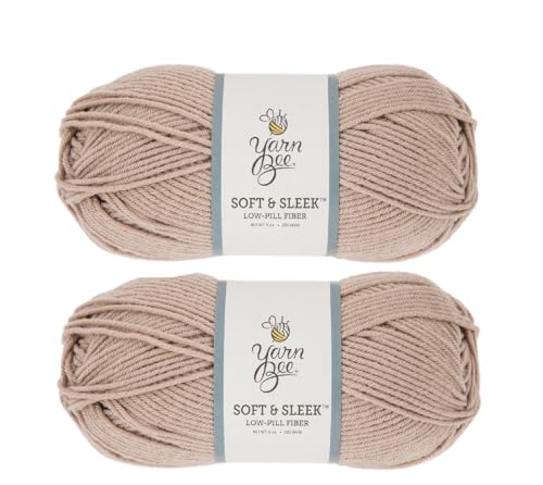 Image of Hobby Lobby Yarn Bee Soft & Sleek Yarn, 202 Linen, Set of 2 | 4 Medium Weight, 100% Low Pill Acrylic, 232 Yards Per Skein