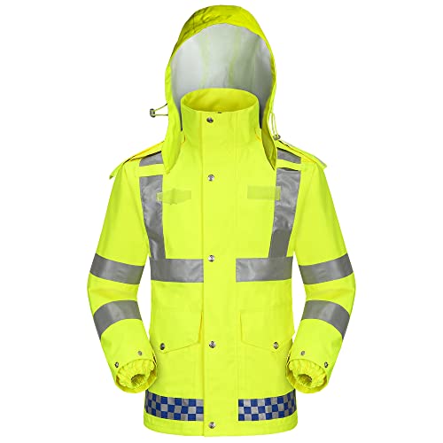 Icreek Reflective Safety Jacket For Men & Women High Visibility Rain Jacket Waterproof Raincoat Anti-Storm (M, Yellow) #TOP19