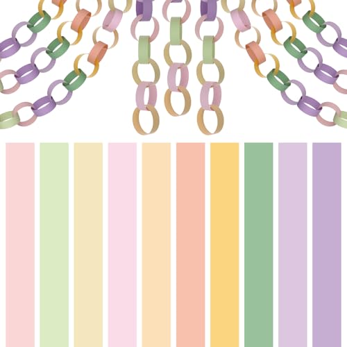 BOUBONI 600 Pieces Paper Chains Pastel Colors Paper Strips 1 x 7 Inch for Birthday Party Decorations DIY Crafts Favors