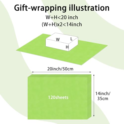 Image of 120 Sheets 20 inchX14 inch Lime Green Tissue Paper for Gift Bags Wrapping, Art Tissue Paper Bulk for Weddings Birthday Party Crafts Decoration