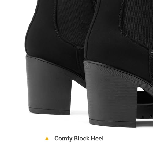 DREAM PAIRS Women's High Chunky Heel Chelsea Ankle Boots Slip On Elastic Fall Heeled Booties Shoes - Image 6