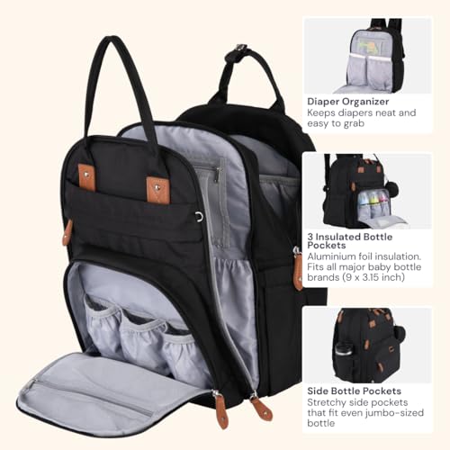image for BabbleRoo Extra Large Diaper Bag Backpack, Expandable Baby Bag with Up