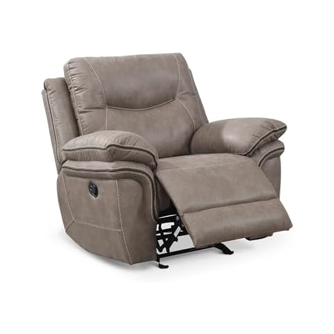 Steve Silver Co Isabella Manual Recliner Chair, Double Pillowtop Padded Arms, Living Room, Bedroom, Home Theater Seating, Apartment, Reclining Single Sofa, 37.4" D x 43" W x 42" H, Sand/Brown Cover