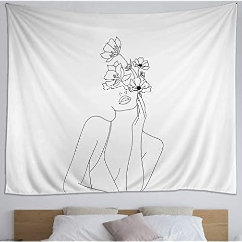 Tapiz para colgar en la pared de mujer con flor minimalista Cover