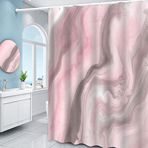 Verngo Grey Pink Abstract Marble Shower Curtain Light Color Modern Luxury Art Bath Curtain Polyester Fabric Bathroom Decor Shower Curtains 72" X 72" #TOP3