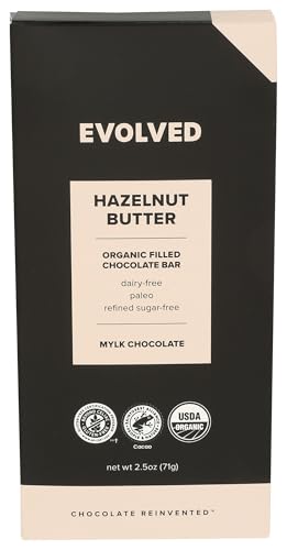 EVOLVED Organic Hazelnut Butter Filled Mylk Chocolate Bar, 2.5 OZ