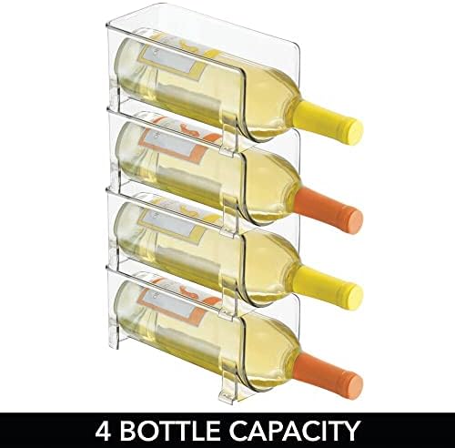 mDesign Ultra Modern Wine Rack - Crystal Clear Bottle Rack - Horizontal Wine Holder Extends Wine and Cork Life - Stackable Wine Racks - 4 Bottles Each - Clear
