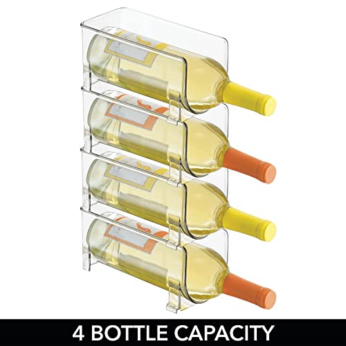 Mdesign Plastic Free-Standing Wine Set Rack Storage Organizer For Kitchen Countertops, Pantry Cabinet, Fridge Organization - Holds Water Bottle And Alcohol Bottles - 4 Pack - Clear #TOP4