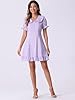 Allegra K Women's Gingham Checks Ruffled Peter Pan Collar Cute Mini Dress Large Light Purple #2