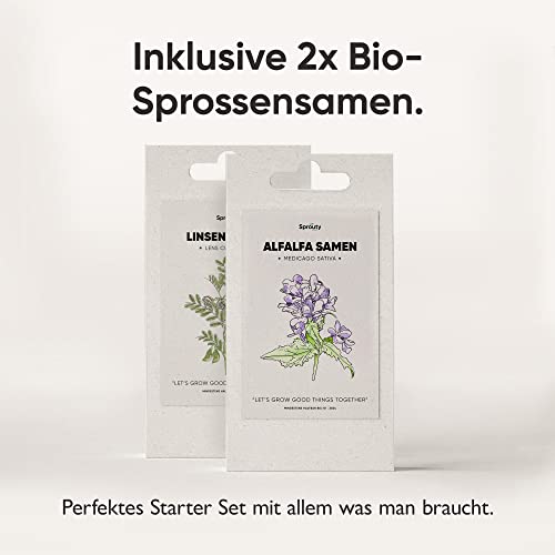 SPROUTY | Sprossenglas Keimglas Set inkl. 2X Sprossensamen |2X Keimglas + 2X Sprossensamen + Sprossen ABC | Sprossen Anzuchtset… - Image 3