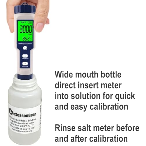 eSeasongear 3000 PPM Solution, 230 ml, for SALT-3000 SALT-3050 Salt Meter Tester Calibration.