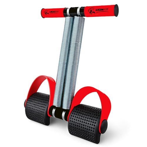 LionFit Double Spring Tummy Trimmer for Men & Women | Abs Exercise Equipment for Home Workout | Foam Handle with Steel Springs & Anti-Slip Foot Pedals | Weight Loss Fitness Equipment (MAROON)