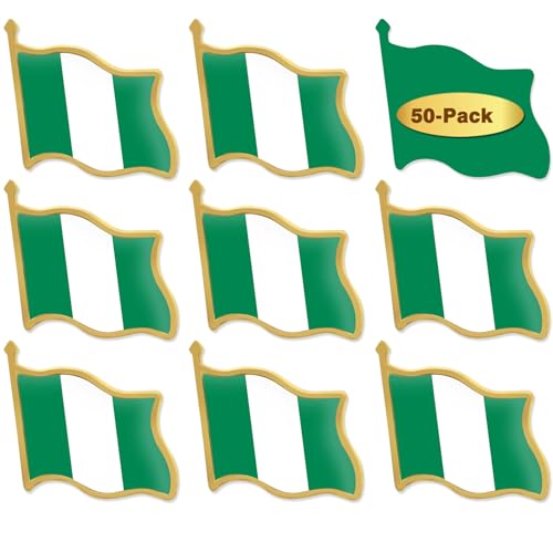 Image of 12 /24 /50 /100Pcs Nigeria Flag Lapel Pins Bulk - Metal Nigerian National Lapel Pin