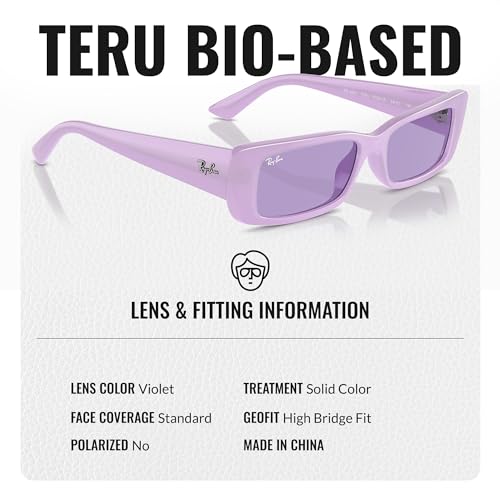 Image of Ray-Ban RB4425 TERU BIO-BASED Rectangle Shaped Sunglasses for Men & Women with Official RAYBAN Eyewear Kit