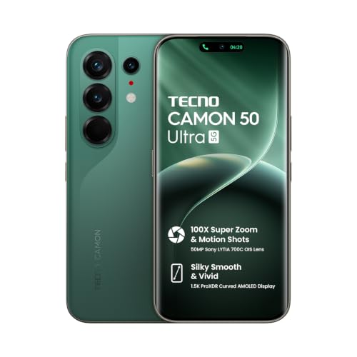 Image of Tecno CAMON 50 Ultra 5G (Cypress Green, 8GB+256GB | 100X Super Zoom & Motion Shots 50MP Sony LYTIA 700C OIS Lens | Silky Smooth & Vivid 1.5K ProXDR Curved AMOLED | Slim & Powerful 7.75mm Slim)