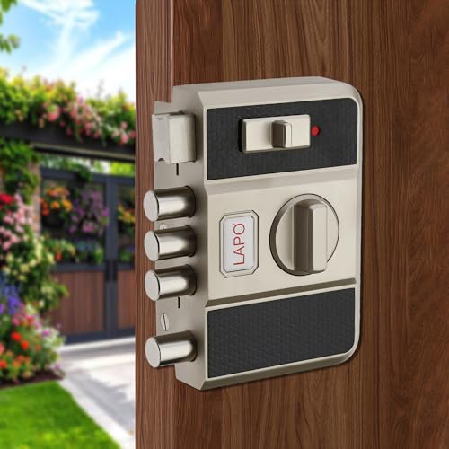 Image of LAPO Penta Lock - 4-Deadbolt Privacy System with Easy-Grip Interior Knob, Reversible Mechanism for Sliding, Single & Double Doors, Matt Finish, 3-Year Warranty