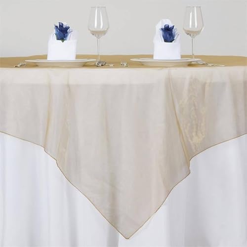 Efavormart LAY72_ORG_GOLD Efavormart Gold Organza Square Tablecloth Overlay 72X72 Square Tablecloth Cover thumb #1