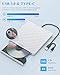 ORIGBELIE External CD DVD Drive for Laptop, USB 3.0 Type-C Ultra Slim 13mm DVD Player Portable CD DVD +/-RW Drive CD Burner Reader Writer Recorder for Desktop PC Windows 11/10/8/7 Linux Mac OS (White)