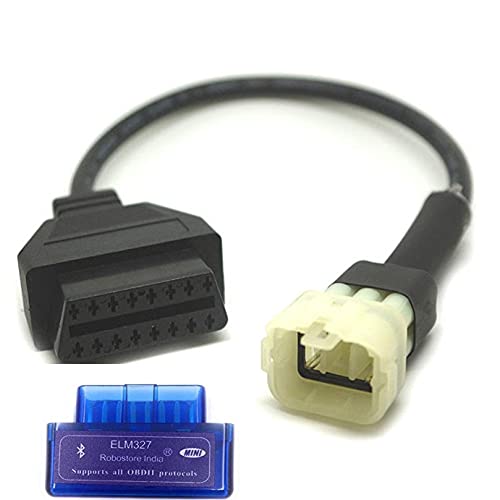 Robostore India Rsi Universal Obd Obd 2 Bike Scanner Cable For Hero Bajaj Ktm Tvs Suzuki Yamaha Royal Enfield & All Other 2 Wheeler Having Ecu (Bajaj Tvs Ktm Cable + Device),Black