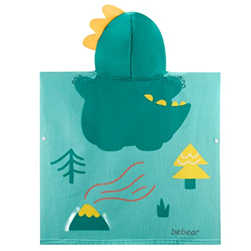 Bebamour Baby Hooded Towels Wearable Hooded Towel for Boys Girls Absorbent Hooded Towel for Toddlers, 25"x 23", 0-6 Years, Dino