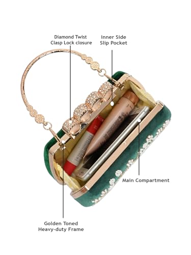 Image of TOOBA Handicraft Pearl Embroidered Clutch Purse For Women with Trendy Design 4-ring Handle & Tassel