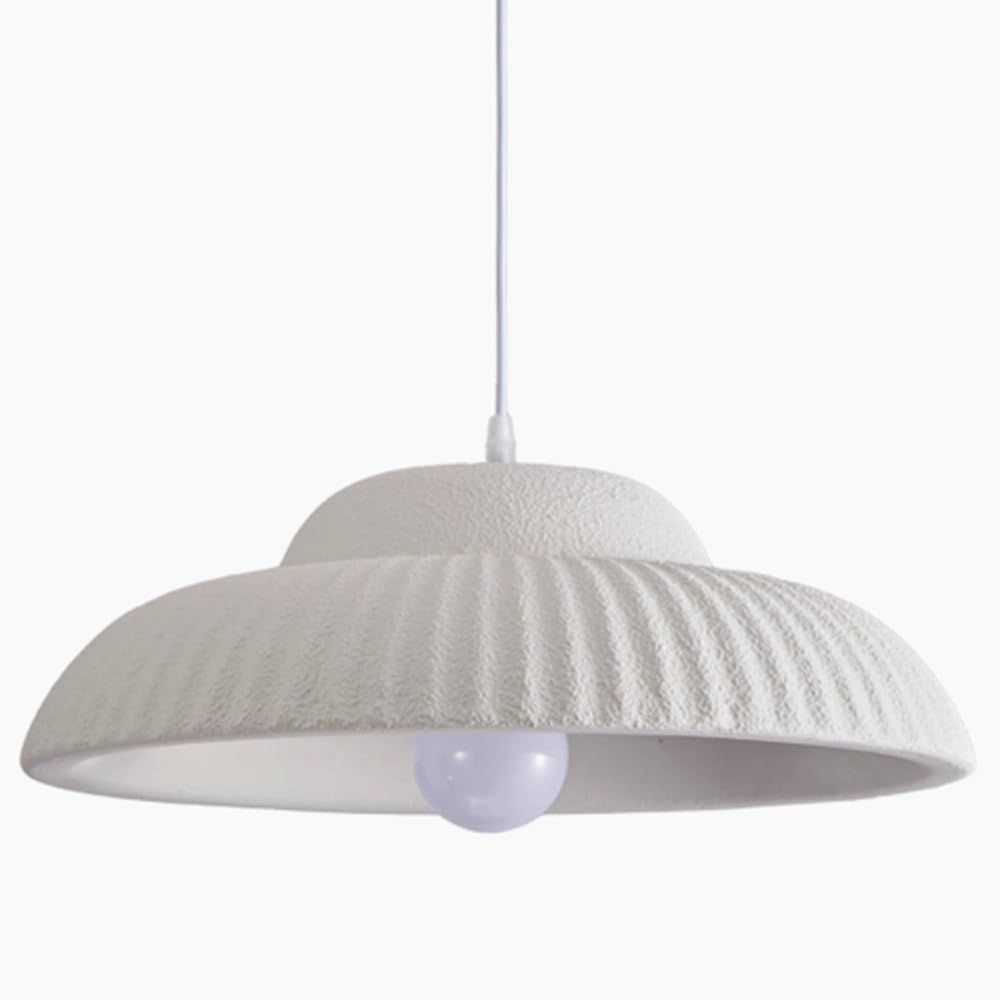 ESIYUVO UFO Style High-Density Polystyrene Pendant Light White Wabi-Sabi Chandelier Adjustable Cord E27 Socket Fixture Single Pendant Modern Lighting for Dining Room Kitchen Living Room Entryway