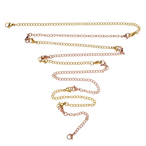 D-Buy 12 Pcs Necklace Extenders, Stainless Steel Chain Extender For Necklace, Bracelet Extender, Extender Chain Set, 4 Different Length, 2 Inch 3 Inch 4 Inch 6 Inch (4 Gold, 4 Silver, 4 Rose Gold) #TOP2