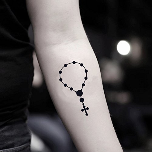 Rosary Temporary Fake Tattoo Sticker (Set of 2) - www.ohmytat.com