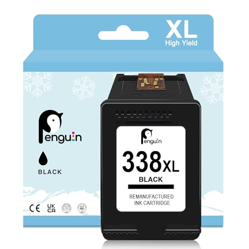 Penguin 338XL Printer Ink Cartridge Replacement for HP 338 XL Compatible with HP Photosmart 2610 2710 Deskjet 460 9800 Officejet 212 5740 6210 100 150 PSC 1610 2355 2575 Black