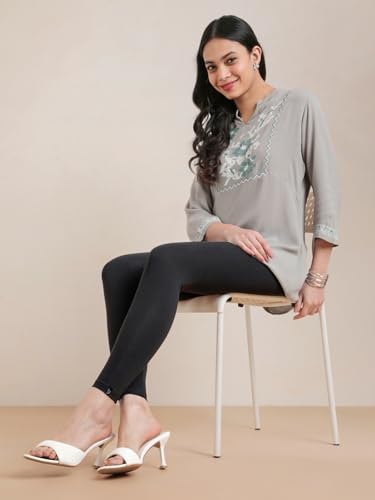 Image of TWIN BIRDS Super Stretchable Cotton Elasthane Fabric Ankle Length Leggings for Women