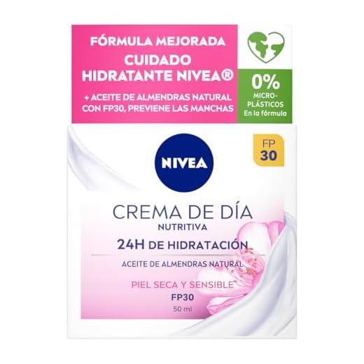 NIVEA Crema de Día Nutritiva FP30 (1 x 50 ml), crema facial con protector solar 30, crema hidratante facial para piel seca y sensible con manteca de karité