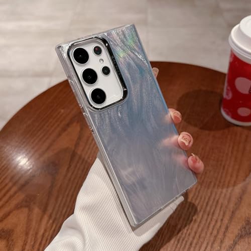 Coque Samsung S24 en plumes laser argentées luxe par ENILSA