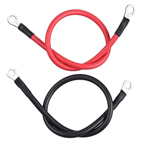 Image of Battery Cable 8AWG 12 Inch Battery Power Inverter Cables Set with 3 /8 inchLugs Terminals 8Gauge x12in (1 Black & 1 Red) for Car Marine Solar ATV Lawn Mower RV Motorcycle (8AWG, 12-Inch)